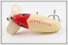 Arbogast Red Head White Plastic Lip Jitterbug