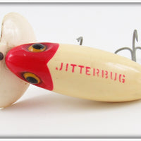 Arbogast Red Head White Plastic Lip Jitterbug