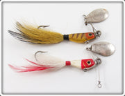 Vintage Heddon Perch & Red Head White Spin Fin Lure Pair