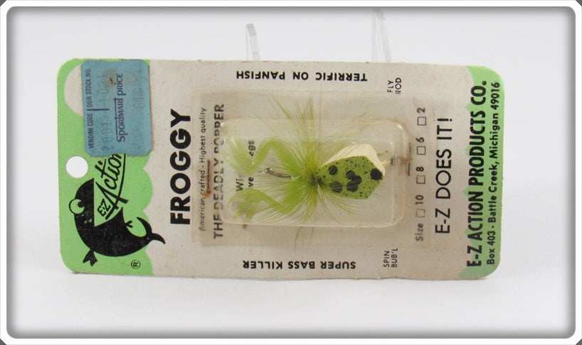 Vintage E-Z Action Products Co Froggie Popper Lure On Card