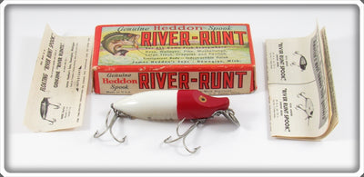 Vintage Heddon Red Head White River Runt Lure In Box