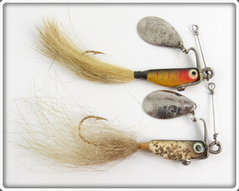 Vintage Heddon Perch & Silver Flitter Spin Fin Lure Pair