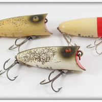 Heddon Red Head White & Silver Flitter Baby Lucky 13 Lure Lot Of Three