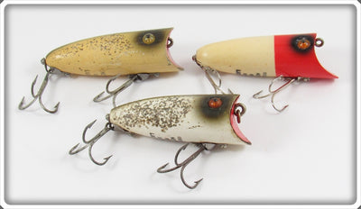 Heddon Red Head White & Silver Flitter Baby Lucky 13 Lure Lot Of Three