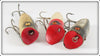 Heddon Red Head White & Silver Flitter Baby Lucky 13 Lot Of Three