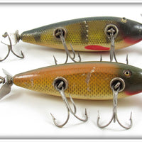 Vintage Creek Chub Golden Shiner & Perch Injured Minnow Lure Pair