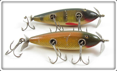 Vintage Creek Chub Golden Shiner & Perch Injured Minnow Lure Pair