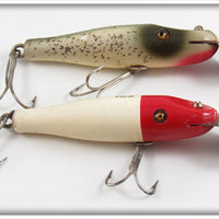 Vintage Creek Chub Red Head White & Silver Flash Baby Pikie Lure Pair