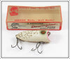 Vintage Heddon Silver Flitter Wood Baby Lucky 13 Lure In Box