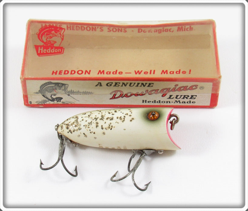 Vintage Heddon Silver Flitter Wood Baby Lucky 13 Lure In Box