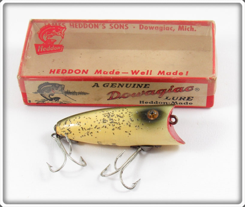Vintage Heddon Silver Flitter Wood Baby Lucky 13 Lure In Box