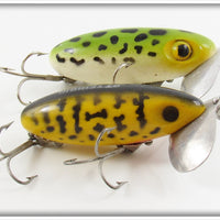 Arbogast Yellow Black Coachdog & Frog Jitterbug Lure Pair 