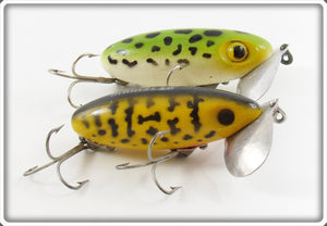 Arbogast Yellow Black Coachdog & Frog Jitterbug Lure Pair 