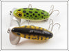 Arbogast Yellow Black Coachdog & Frog Jitterbug Pair