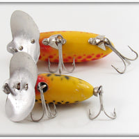 Arbogast Yellow Red Coachdog & Yellow Black Coachdog Jitterbug Pair