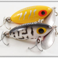 Arbogast Yellow Silver Ribs & Coachdog Jitterbug Lure Pair 