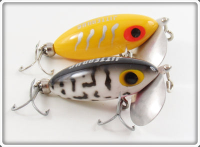 Arbogast Yellow Silver Ribs & Coachdog Jitterbug Lure Pair 