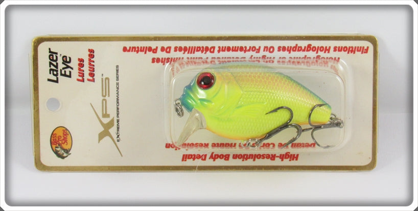 Bass Pro Shops XPS Blue Back Chartreuse Lazer Eye Lure On Card