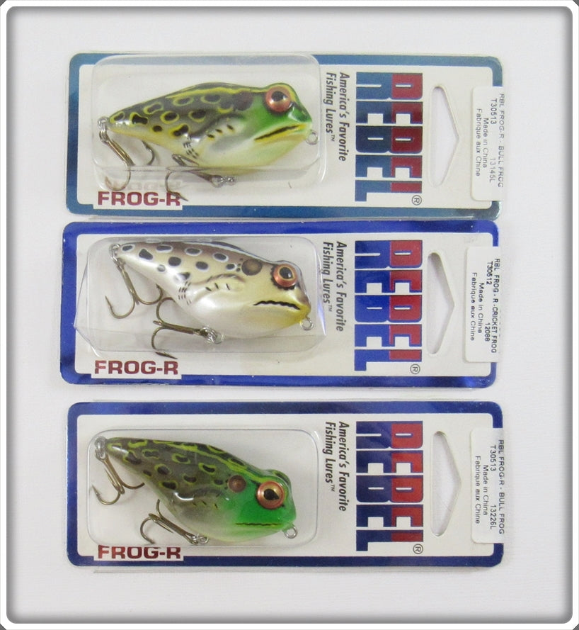 Rebel Cricket Frog & Bull Frog Frog R Lot Of Three Lures On Cards