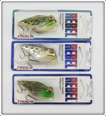 Rebel Cricket Frog & Bull Frog Frog R Lot Of Three Lures On Cards