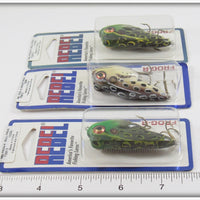 Rebel Cricket Frog & Bull Frog Frog R Lot Of Three On Cards
