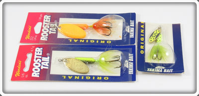 Worden's Yakima Bait Rooster Tail Lot Of Three Lures On Cards