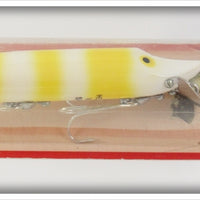 Heddon White With Yellow Stripes Vamp Spook Lure On Card