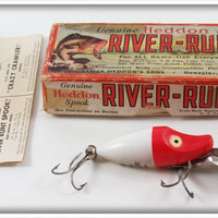 Vintage Heddon Red Head White Midget Deep Diver Runt In Box