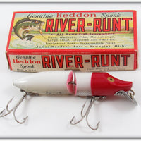 Vintage Heddon Red Head White Jointed River Runt Lure In Box