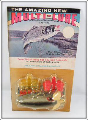 Vintage The Multi Lure Co Gray Runt Multi Lure On Card