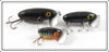 Vintage Arbogast Black & Perch Jitterbug Lure Lot Of Three