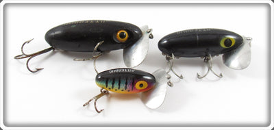 Vintage Arbogast Black & Perch Jitterbug Lure Lot Of Three