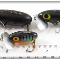Arbogast Black & Perch Jitterbug Lot Of Three
