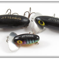 Arbogast Black & Perch Jitterbug Lot Of Three