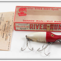 Vintage Heddon Red Head White River Runt Lure In Box