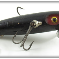 Vintage Fred Arbogast Black Wooden Musky Jitterbug Lure