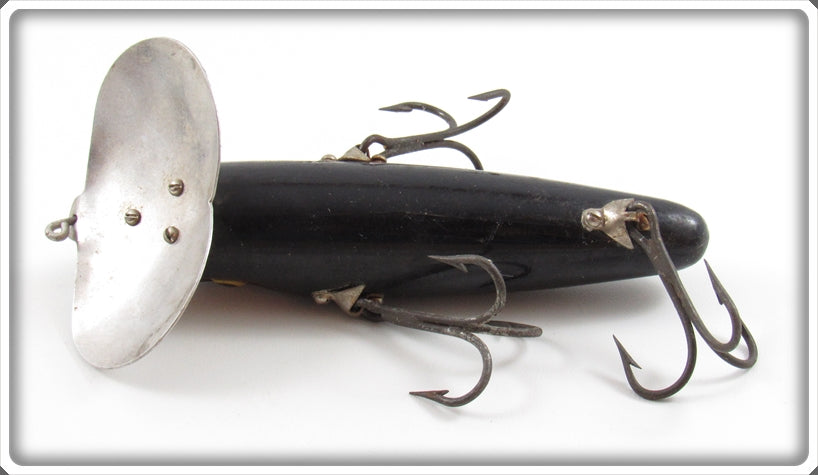 Vintage Fred Arbogast Black Wooden Musky Jitterbug Lure For Sale Vintage Fred Arbogast Black Wooden Musky Jitterbug Lure For Sale