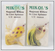 Vintage Mikol's Magnum Willow In Line Spinner Lure Pair In Packages