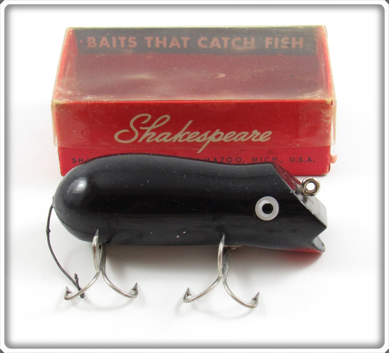 Vintage Shakespeare Black Swimming Mouse Lure With Box For Sale