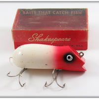 Vintage Shakespeare White & Red Swimming Mouse Lure With Box