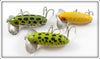 Arbogast Frog & Yellow Shore Jitterbug Lot Of Three