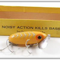 Vintage Arbogast Yellow Shore Jitterbug Lure With Box Bottom