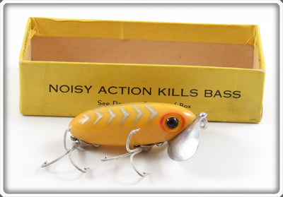 Vintage Arbogast Yellow Shore Jitterbug Lure With Box Bottom