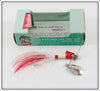 Vintage Heddon Red Head White Spinfin Lure In Box