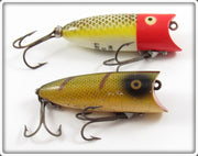 Vintage Heddon Red Head Shiner & Perch Baby Lucky 13 Pair