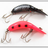 Vintage Heddon Spotted Redhorse & Black Shore Tadpolly Spook Lure Pair