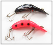 Vintage Heddon Spotted Redhorse & Black Shore Tadpolly Spook Lure Pair