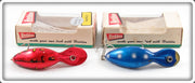 Heddon Red Chrome Bullfrog & Blue With White Spots Tadpolly Spook Lure