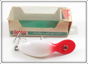 Vintage Heddon Red Head White Tadpolly Spook Lure In Box