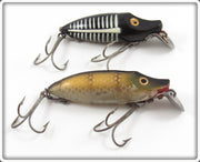 Vintage Heddon Black Shore & Pike Scale River Runt Lure Pair